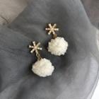 Rhinestone Pom Pom Drop Earring 1 Pair - Off-white - One Size