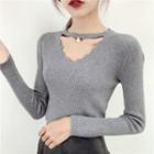 Beaded Cutout Rib Sweater