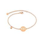 Simple And Fashion Plated Rose Gold Twelve Constellation Aries Round 316l Stainless Steel Anklet Rose Gold - One Size
