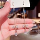 Rhinestone Bow Drop Earring E0484 - 1 Pair - Gold & Transparent - One Size