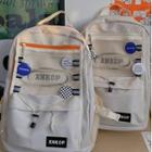 Mesh Panel Lettering Drawstring Backpack / Bag Charm / Badge / Set