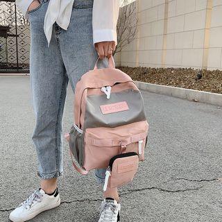 Set: Lettering Nylon Backpack + Pouch