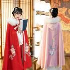 Traditional Chinese Furry Trim Cape Coat