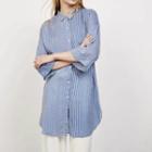 3/4-sleeve Striped Long Shirt