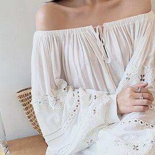 Perforated Off Shoulder Blouse