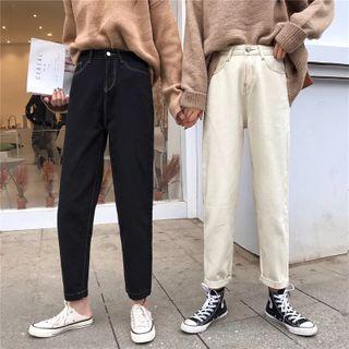 High-waist Straight-leg Slim-fit Cropped Jeans