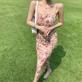 Strappy Floral Midi Sheath Dress / Light Jacket