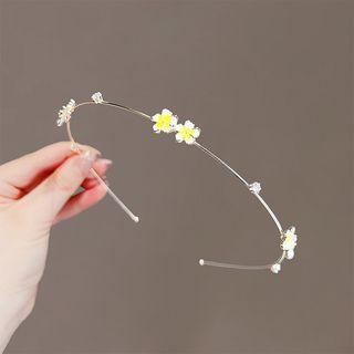 Flower Rhinestone Alloy Headband Gold - One Size