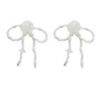 Bow Faux Pearl Resin Earring 1 Pair - White - One Size
