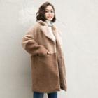 Two-tone Fleece Open-front Coat