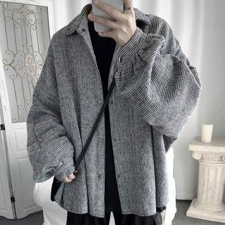 Puff-sleeve Striped Coat