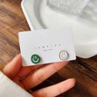 Smiley Asymmetrical Alloy Earring S925 - 1 Pr - Green & White - One Size