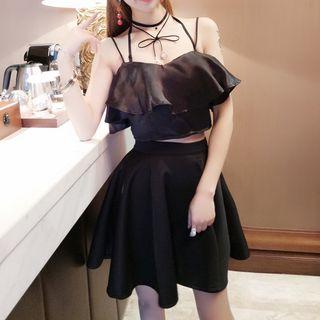 Set: Cropped Camisole Top + A-line Skirt
