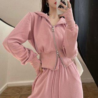 Zip-up Hoodie / Drawstring-cuff Sweatpants