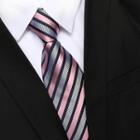 Striped Neck Tie Zsld006 - Stripe - Pink & Black - One Size