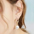925 Silver Plating Faux Pearl Dangle Earring