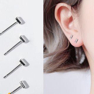 925 Sterling Silver Bar Stud Earring 1 Pair - One Shape Earrings - One Size