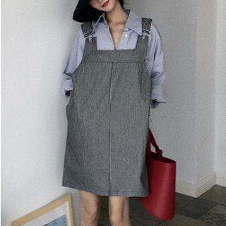 Striped Jumper Dress / Plain Shirt