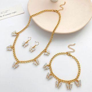 Butterfly Fringed Alloy Necklace / Bracelet / Earring