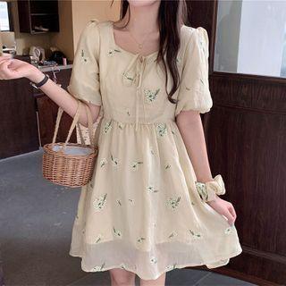 Floral 3/4-sleeve Blouse / A-line Dress