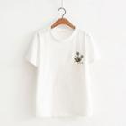 Short-sleeve Embroidered Plant T-shirt