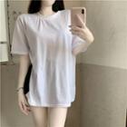 Short-sleeve Slit T-shirt T-shirt - White - One Size