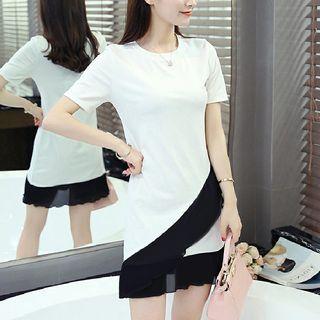 Ruffle Panel Mini T-shirt Dress