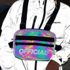 Faux Leather Lettering Iridescent Belt Bag