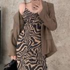 Blazer / Spaghetti Strap Tiger Print Dress / Set