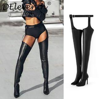 Stiletto Heel Over-the-knee Boots With Belt