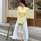 Beribboned Inverted-pleat Long A-line Skirt