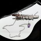 Rhinestone Stud Earring With Lettering Hair Clip Silver - One Size