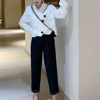 Asymmetrical Cardigan / Cropped Pants