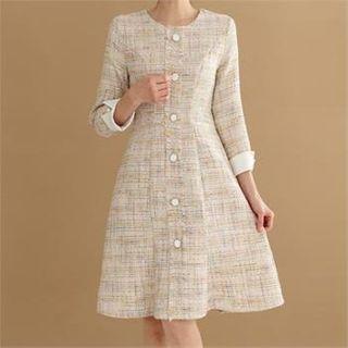 Button-front Tweed Dress