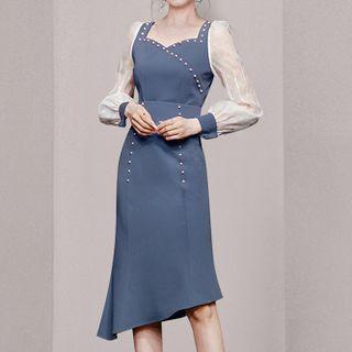Set: Long-sleeve Panel Top + Pencil Skirt