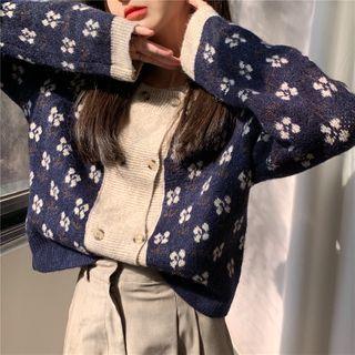 Double-breasted Floral Cardigan