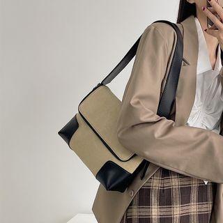 Flap Shoulder Bag Black & Almond - One Size