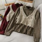 Plaid Shirt / Lace Knit Vest