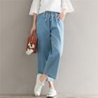 Drawstring Plain Wide-leg Jeans