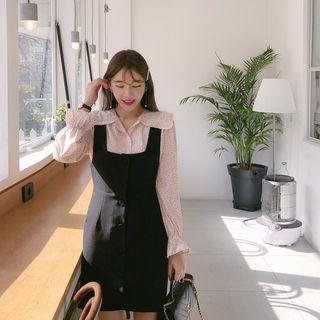 Button-detail Suspender Minidress