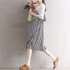Set: Elbow-sleeve Top + Striped Midi Strappy Dress