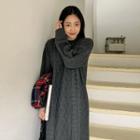 Drop-shoulder Long Cable-knit Dress