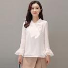 Tie-neck Bell-sleeve Shirt