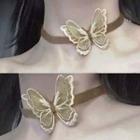 Lace Butterfly Choker D40a - One Size