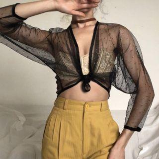 Elbow-sleeve Mesh Cover Up