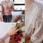 Lace-collar Lightweight Knit Top