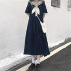 Sailor Collar A-line Maxi Dress
