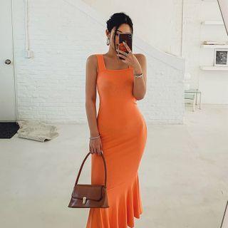 Square-neck Sleeveless Long Mermaid Dress