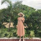 Cutout-back Short-sleeve A-line Dress