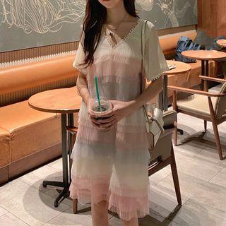 Short-sleeve Mini Layered Dress As Shown In Figure - One Size